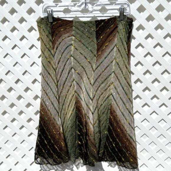 GORGEOUS KAY UNGER GREEN BLUE SUIT-SKIRT SET SKIRT - Picture 3 of 5